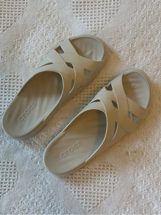 CROCS Women's Sandal Slides in Beige - Picture 2 of 7